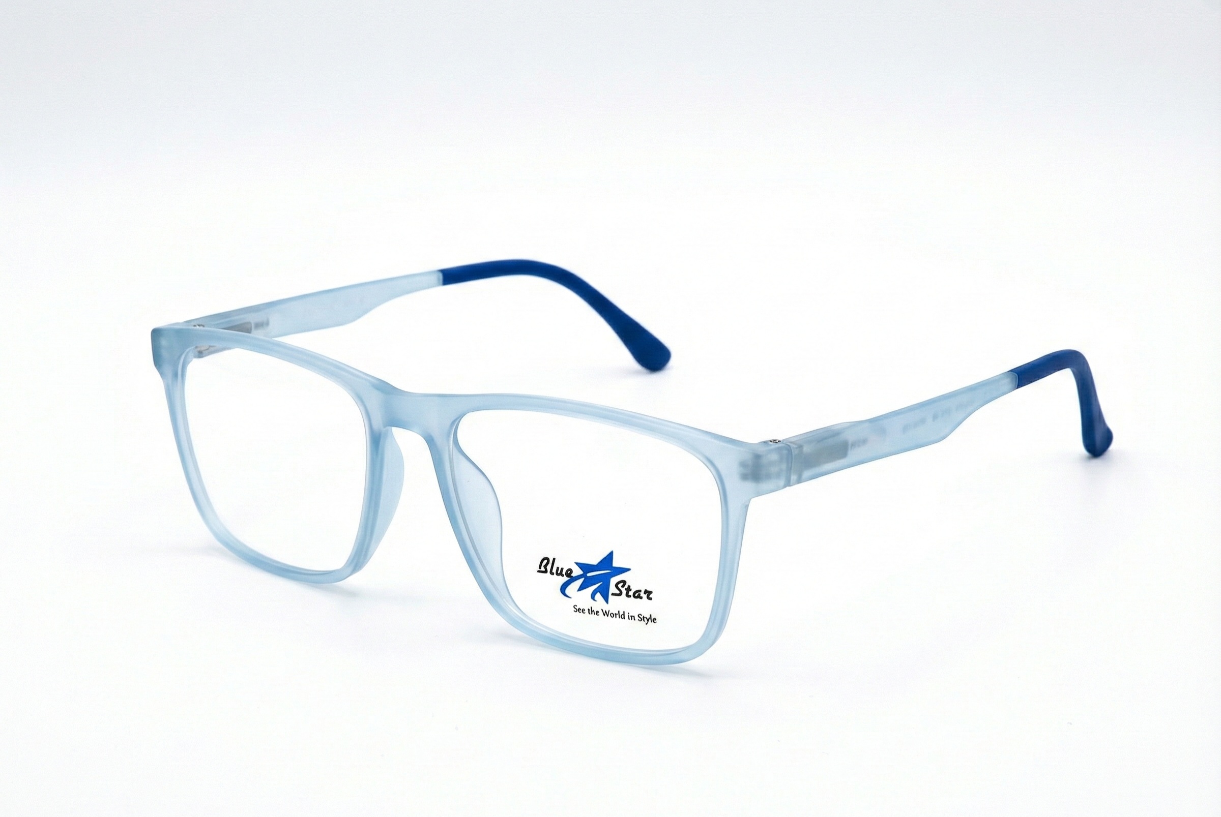 Vintage Mat Transparent Blue Rectangle Eyeglasses