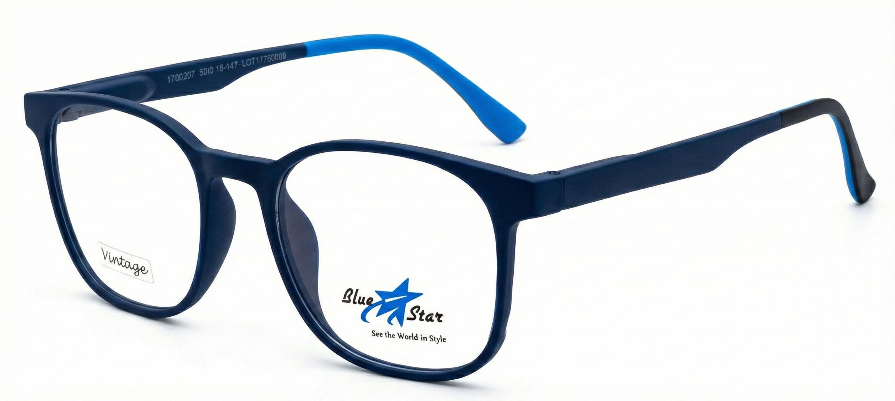 Vintage Mat Navy Blue Square Eyeglasses