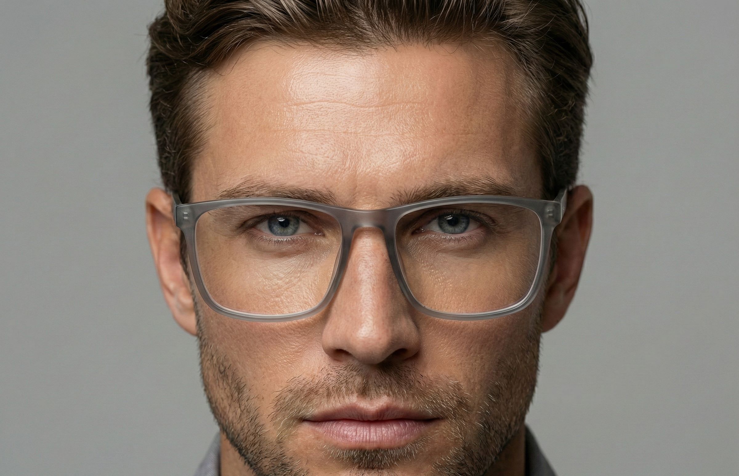 Vintage Mat Transparent Grey Square Eyeglasses