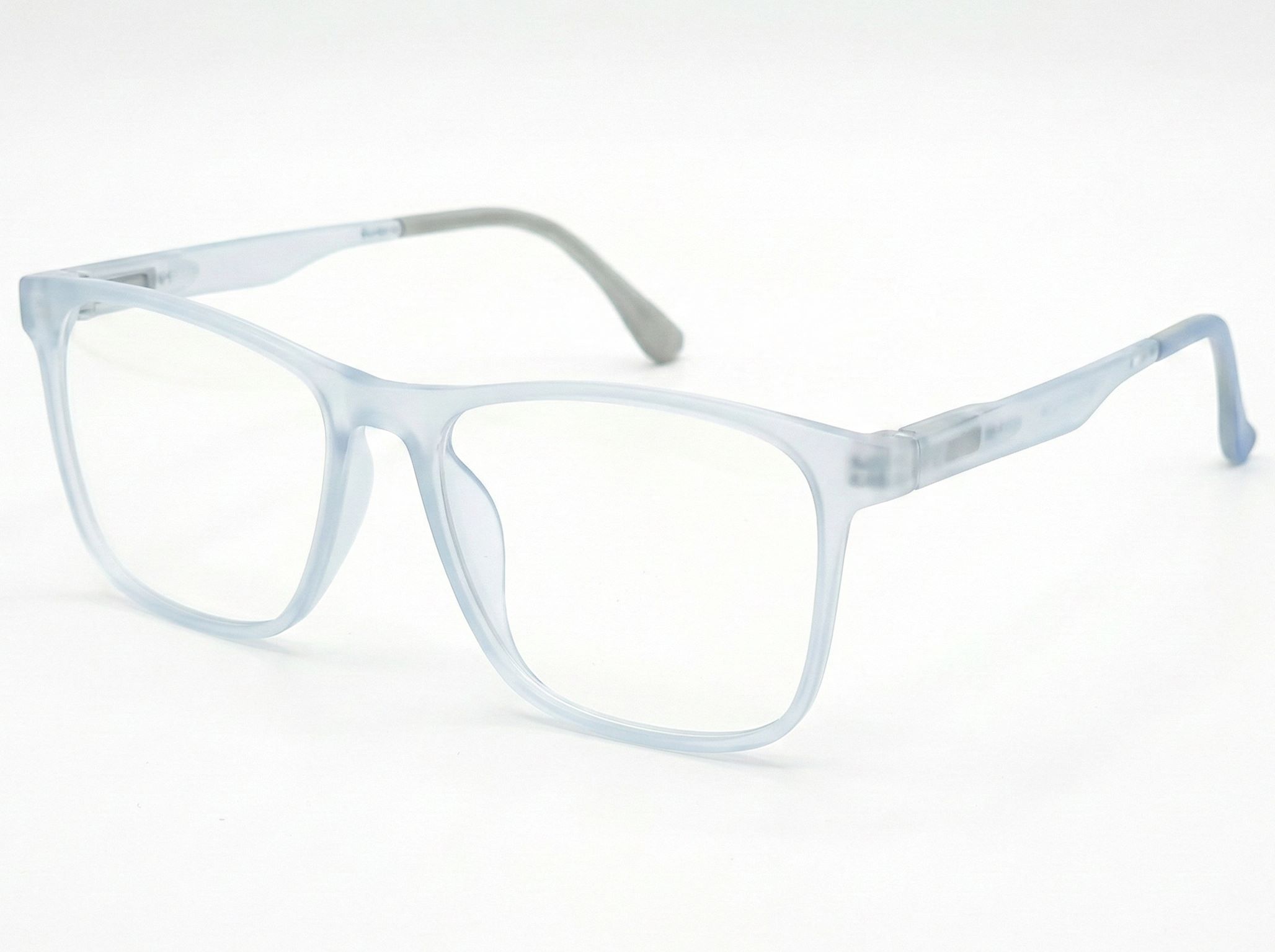 Vintage Mat Transparent Sky Blue Square Eyeglasses