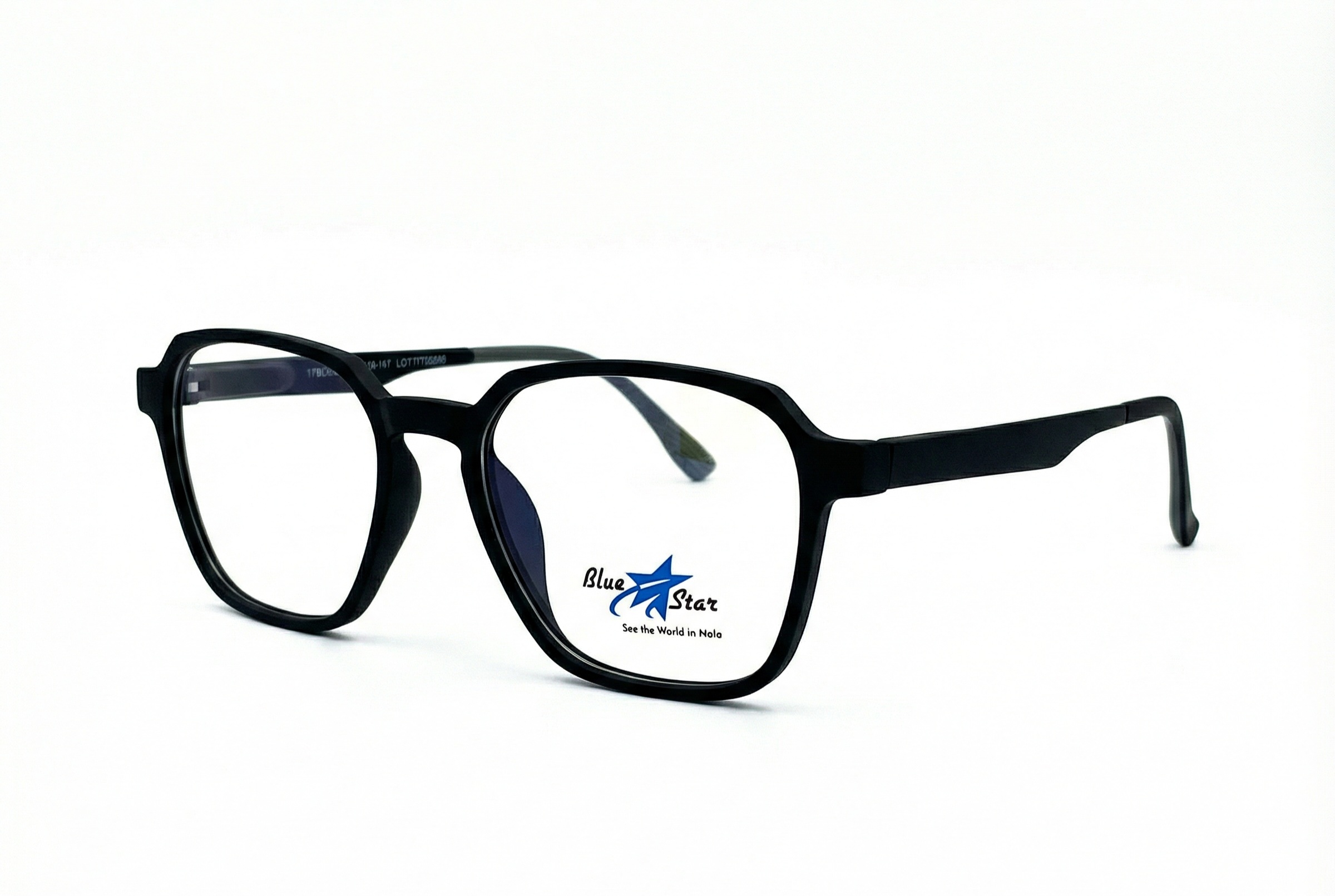 Vintage Mat Black Square Eyeglasses