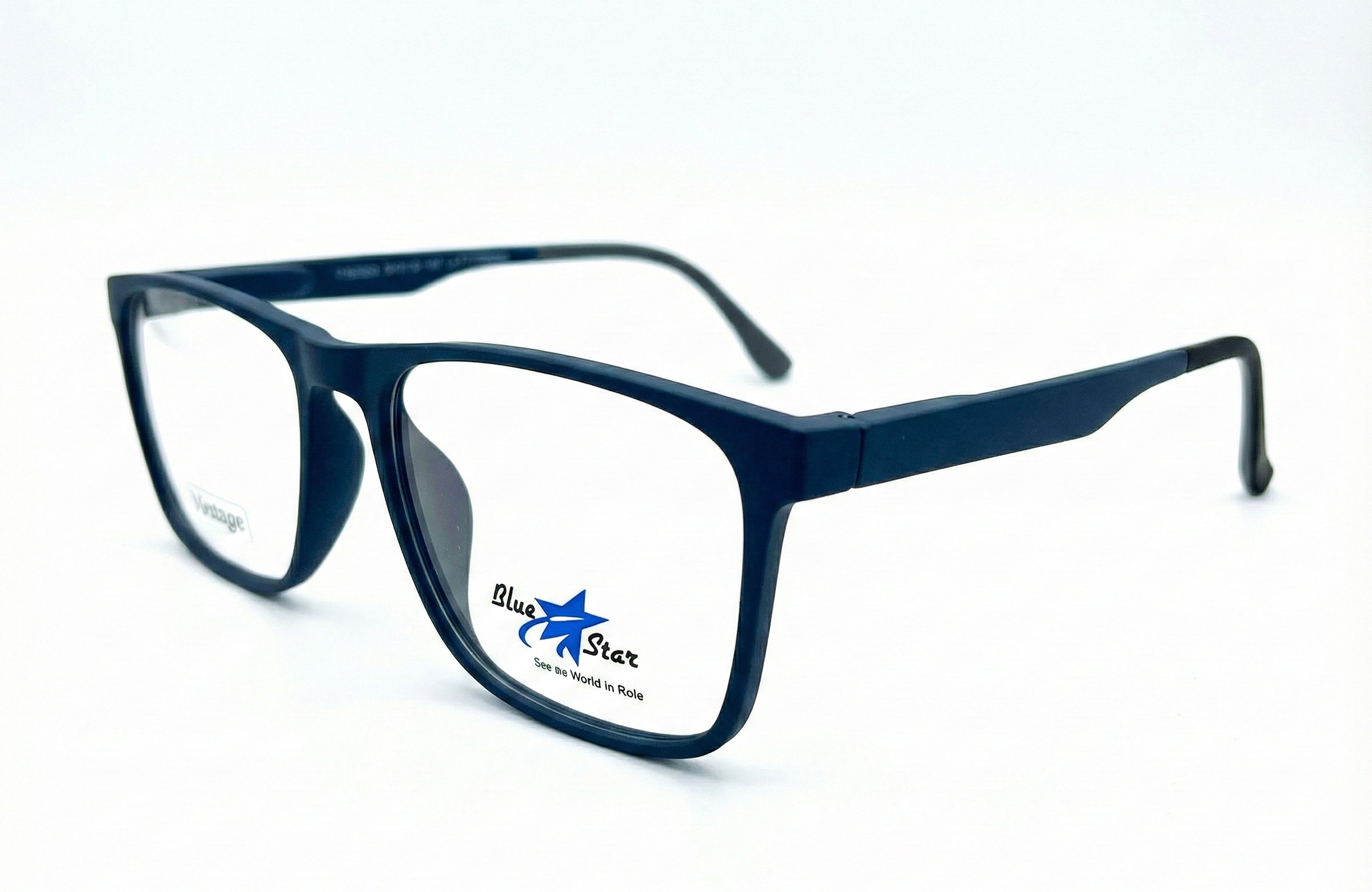 Vintage Mat Blue Square Eyeglasses