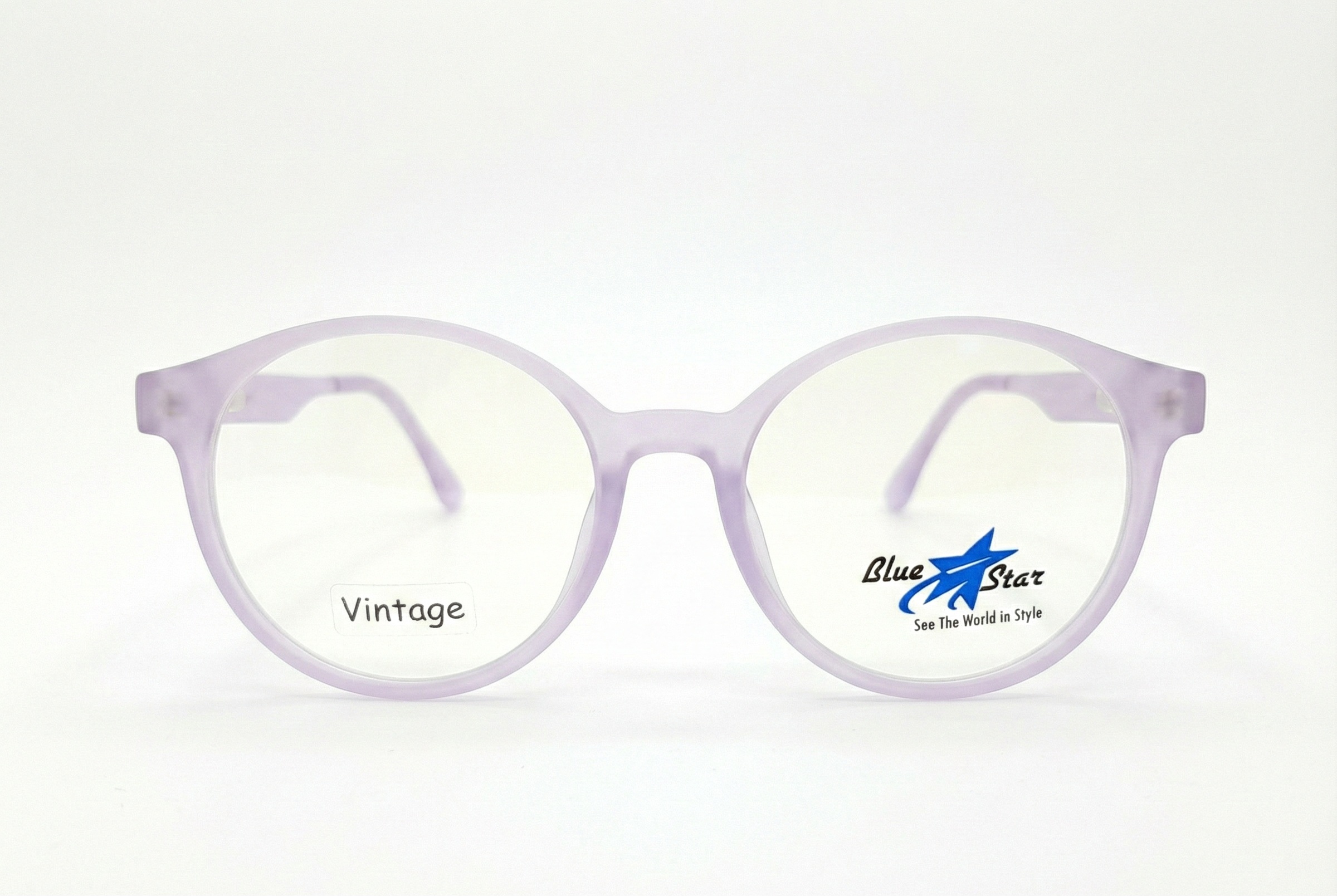 Vintage Mat Transparent Pink Round Eyeglasses