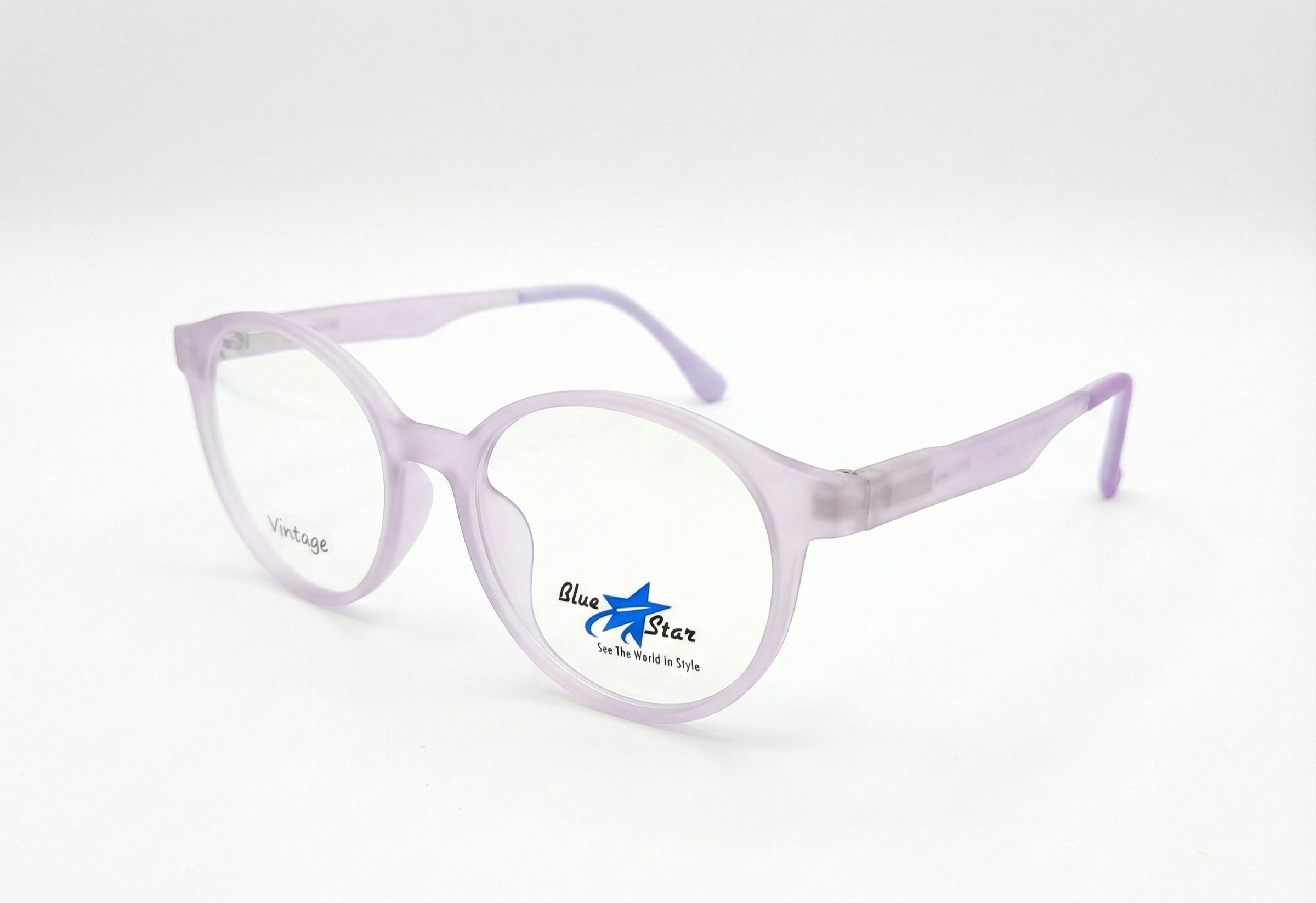 Vintage Mat Transparent Pink Round Eyeglasses