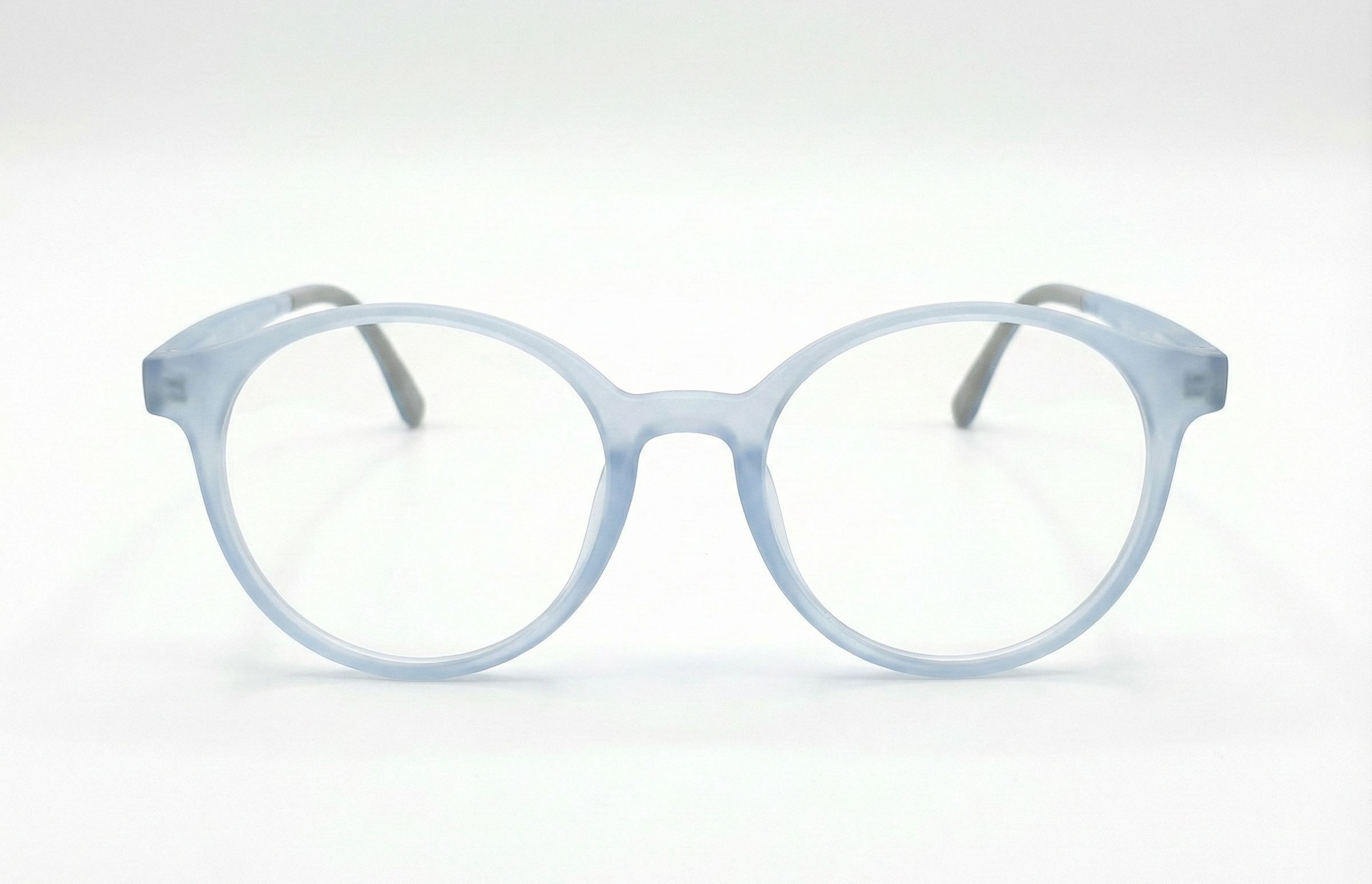 Vintage Mat Transparent Blue Round Eyeglasses