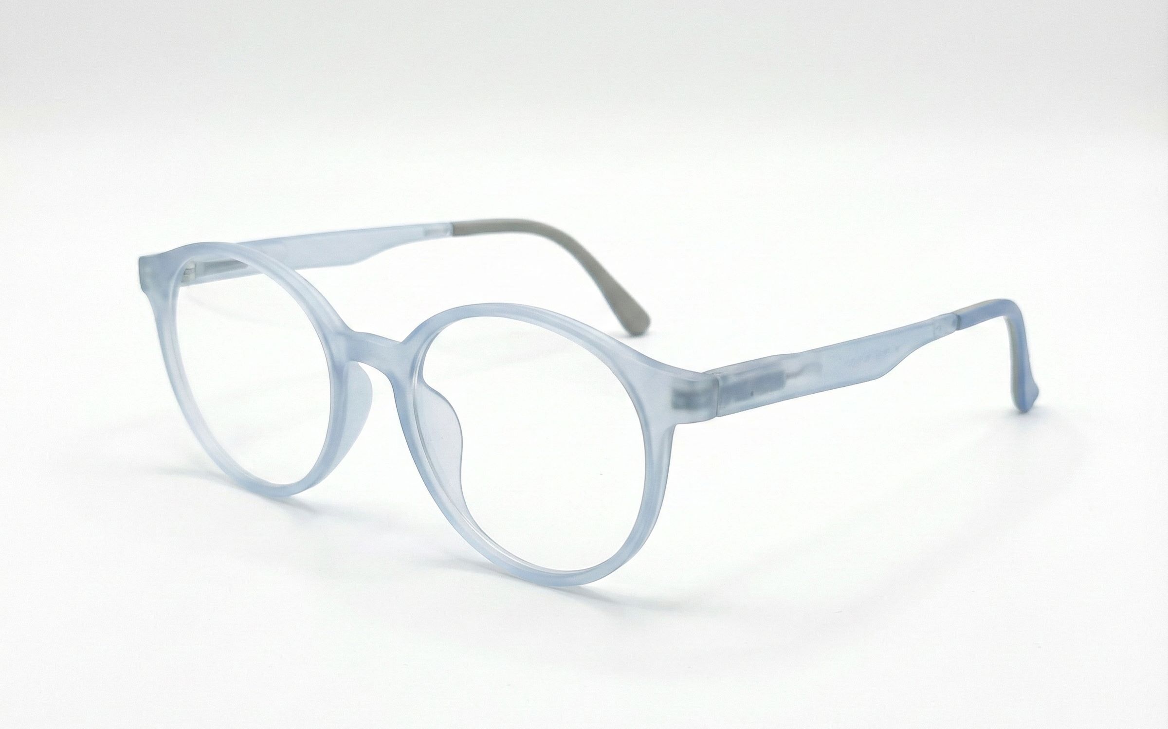 Vintage Mat Transparent Blue Round Eyeglasses